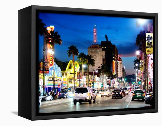 Landscape, Night, Hollywood Blvd, Los Angeles, California, United States-Philippe Hugonnard-Framed Stretched Canvas