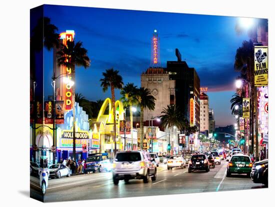 Landscape, Night, Hollywood Blvd, Los Angeles, California, United States-Philippe Hugonnard-Stretched Canvas