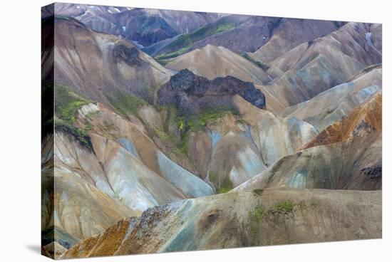 Landscape of a Mountain Range Through Landmannalaugar, Iceland-Gavriel Jecan-Stretched Canvas