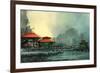 Landscape of Beautiful Harbor,Fishing Village,Illustration-Tithi Luadthong-Framed Art Print