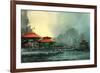 Landscape of Beautiful Harbor,Fishing Village,Illustration-Tithi Luadthong-Framed Art Print