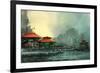 Landscape of Beautiful Harbor,Fishing Village,Illustration-Tithi Luadthong-Framed Art Print