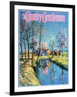 "Landscape of Farm in Springtime," Country Gentleman Cover, May 1, 1932-Walter Baum-Framed Giclee Print