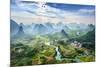 Landscape of Guilin, Li River and Karst Mountains. Located near Yangshuo County, Guilin City, Guang-aphotostory-Mounted Photographic Print