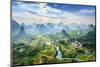 Landscape of Guilin, Li River and Karst Mountains. Located near Yangshuo County, Guilin City, Guang-aphotostory-Mounted Photographic Print