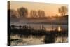 Landscape of Lake in Mist with Sun Glow at Sunrise-Veneratio-Stretched Canvas