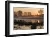 Landscape of Lake in Mist with Sun Glow at Sunrise-Veneratio-Framed Photographic Print