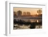 Landscape of Lake in Mist with Sun Glow at Sunrise-Veneratio-Framed Photographic Print