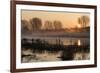 Landscape of Lake in Mist with Sun Glow at Sunrise-Veneratio-Framed Photographic Print