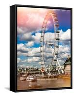 Landscape of London Eye - Millennium Wheel and River Thames - London - England - United Kingdom-Philippe Hugonnard-Framed Stretched Canvas