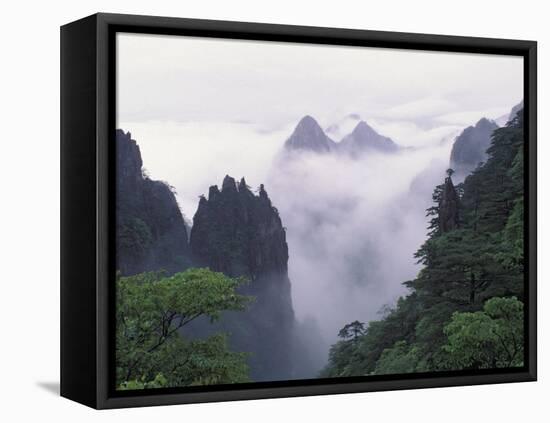 Landscape of Mt. Huangshan (Yellow Mountain) in Mist, China-Keren Su-Framed Stretched Canvas