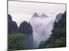 Landscape of Mt. Huangshan (Yellow Mountain) in Mist, China-Keren Su-Mounted Premium Photographic Print