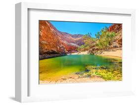 Landscape of Ormiston Gorge Water Hole with ghost gum in West MacDonnell Ranges, Australia-Alberto Mazza-Framed Photographic Print