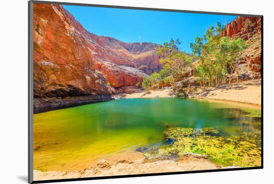 Landscape of Ormiston Gorge Water Hole with ghost gum in West MacDonnell Ranges, Australia-Alberto Mazza-Mounted Photographic Print