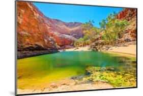 Landscape of Ormiston Gorge Water Hole with ghost gum in West MacDonnell Ranges, Australia-Alberto Mazza-Mounted Photographic Print