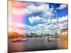 Landscape of River Thames with London Eye - Millennium Wheel - City of London - UK - England-Philippe Hugonnard-Mounted Photographic Print