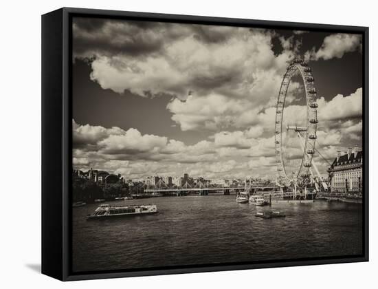 Landscape of River Thames with London Eye - Millennium Wheel - City of London - UK - England-Philippe Hugonnard-Framed Stretched Canvas