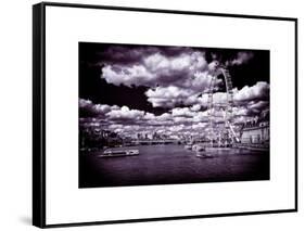 Landscape of River Thames with London Eye - Millennium Wheel - City of London - UK - England-Philippe Hugonnard-Framed Stretched Canvas