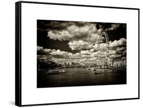Landscape of River Thames with London Eye - Millennium Wheel - City of London - UK - England-Philippe Hugonnard-Framed Stretched Canvas
