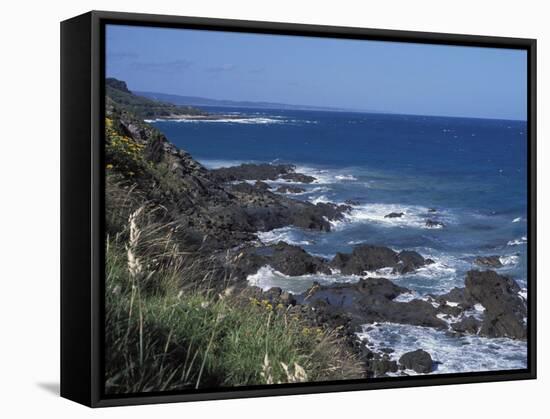 Landscape of Rugged Rocky Coastline Along the Great Ocean Road, Victoria, Australia-Richard Nebesky-Framed Stretched Canvas