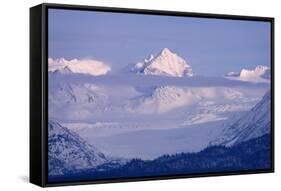 Landscape of snow covered mountain range, Homer, Alaska, US-Keren Su-Framed Stretched Canvas