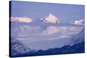 Landscape of snow covered mountain range, Homer, Alaska, US-Keren Su-Stretched Canvas