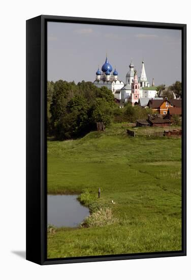 Landscape of Suzdal and the Cathedral of the Nativity in Distance, Suzdal, Russia-Kymri Wilt-Framed Stretched Canvas