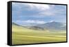 Landscape of the green Mongolian steppe under a gloomy sky, Ovorkhangai province, Mongolia, Central-Francesco Vaninetti-Framed Stretched Canvas