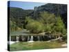 Landscape of the River Ibe Near Vallon Pont De L'Arc in Ardeche, Rhone-Alpes, French Alps, France-Michael Busselle-Stretched Canvas