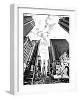 Landscape of Times Square, NYC, Skyscrapers View, Manhattan, NYC, USA, Black and White Photography-Philippe Hugonnard-Framed Photographic Print