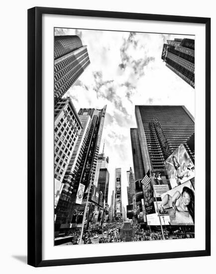 Landscape of Times Square, NYC, Skyscrapers View, Manhattan, NYC, USA, Black and White Photography-Philippe Hugonnard-Framed Premium Photographic Print