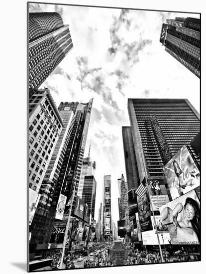 Landscape of Times Square, NYC, Skyscrapers View, Manhattan, NYC, USA, Black and White Photography-Philippe Hugonnard-Mounted Premium Photographic Print