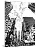 Landscape of Times Square, NYC, Skyscrapers View, Manhattan, NYC, USA, Black and White Photography-Philippe Hugonnard-Stretched Canvas