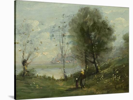 Landscape (Oil on Canvas)-Jean Baptiste Camille Corot-Stretched Canvas