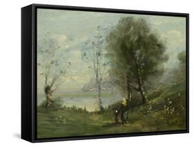 Landscape (Oil on Canvas)-Jean Baptiste Camille Corot-Framed Stretched Canvas