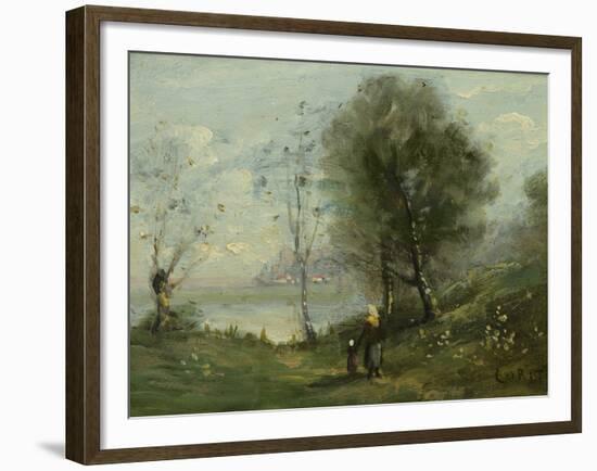 Landscape (Oil on Canvas)-Jean Baptiste Camille Corot-Framed Giclee Print