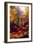 Landscape Painting of Beautiful Autumn Forest with Sunlight,Illustration-Tithi Luadthong-Framed Art Print