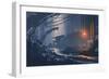 Landscape Painting of Underground City,Sci-Fi Illustration-Tithi Luadthong-Framed Art Print