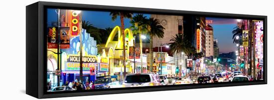 Landscape Panoramic, Night, Hollywood Blvd, Los Angeles, California, United States, USA-Philippe Hugonnard-Framed Stretched Canvas