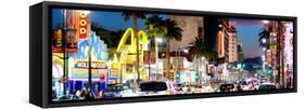 Landscape Panoramic, Night, Hollywood Blvd, Los Angeles, California, United States, USA-Philippe Hugonnard-Framed Stretched Canvas