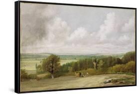 Landscape: Ploughing Scene in Suffolk (A Summerland) c.1824-John Constable-Framed Stretched Canvas