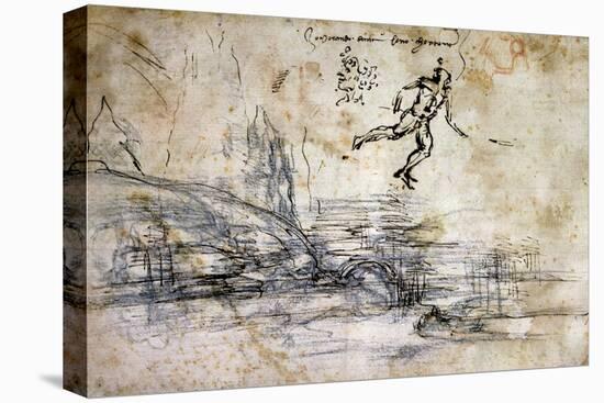 Landscape, Profile and Male Figure-Leonardo da Vinci-Stretched Canvas