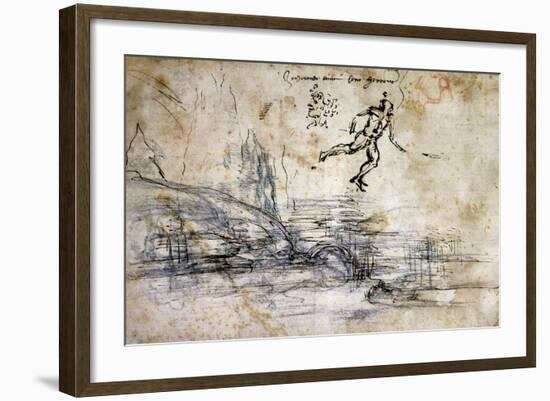 Landscape, Profile and Male Figure-Leonardo da Vinci-Framed Giclee Print