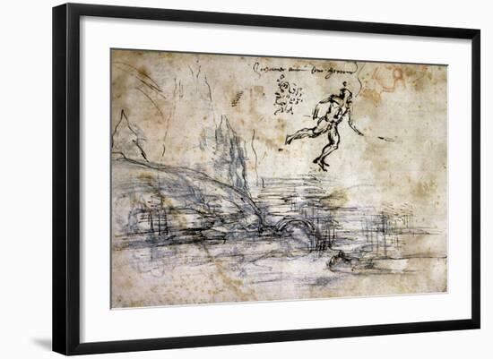 Landscape, Profile and Male Figure-Leonardo da Vinci-Framed Giclee Print