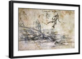 Landscape, Profile and Male Figure-Leonardo da Vinci-Framed Giclee Print