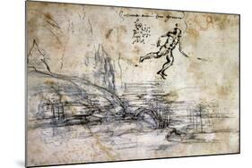 Landscape, Profile and Male Figure-Leonardo da Vinci-Mounted Giclee Print