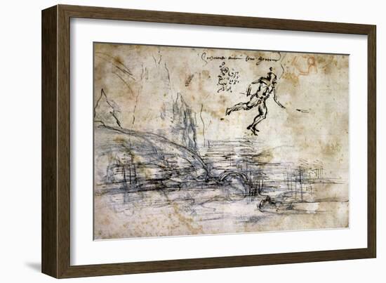 Landscape, Profile and Male Figure-Leonardo da Vinci-Framed Giclee Print