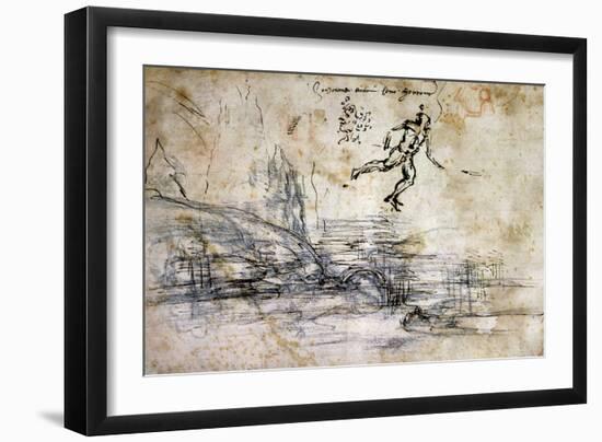 Landscape, Profile and Male Figure-Leonardo da Vinci-Framed Giclee Print