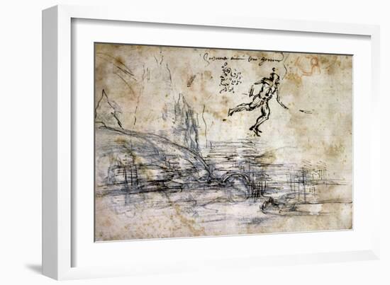 Landscape, Profile and Male Figure-Leonardo da Vinci-Framed Giclee Print