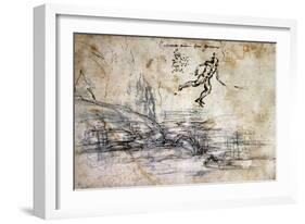 Landscape, Profile and Male Figure-Leonardo da Vinci-Framed Giclee Print